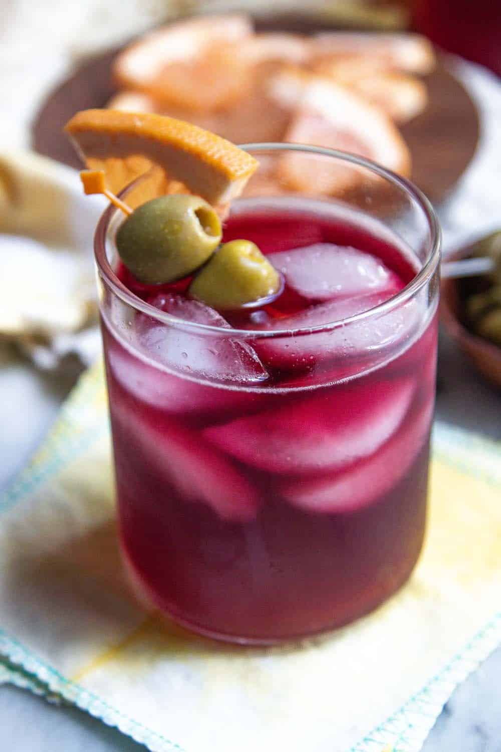 Looking down into a glass of Golden State Lambrusco Spritz.