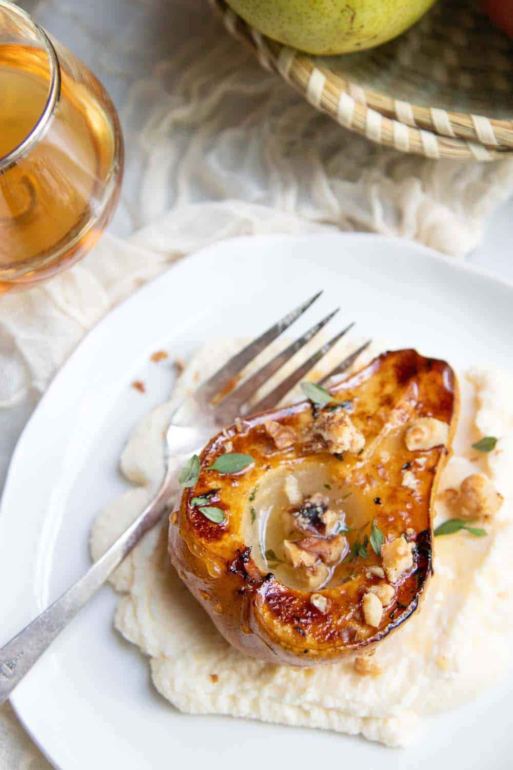 The Best Honey Thyme Roasted Pears & Apples with Maple Cream