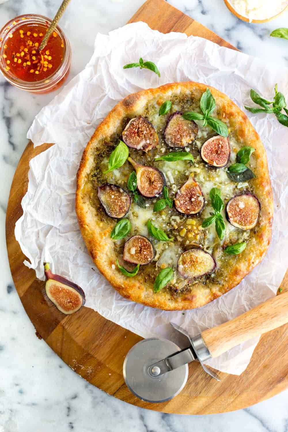 fig pizza with pistachio pesto from Baking the Goods