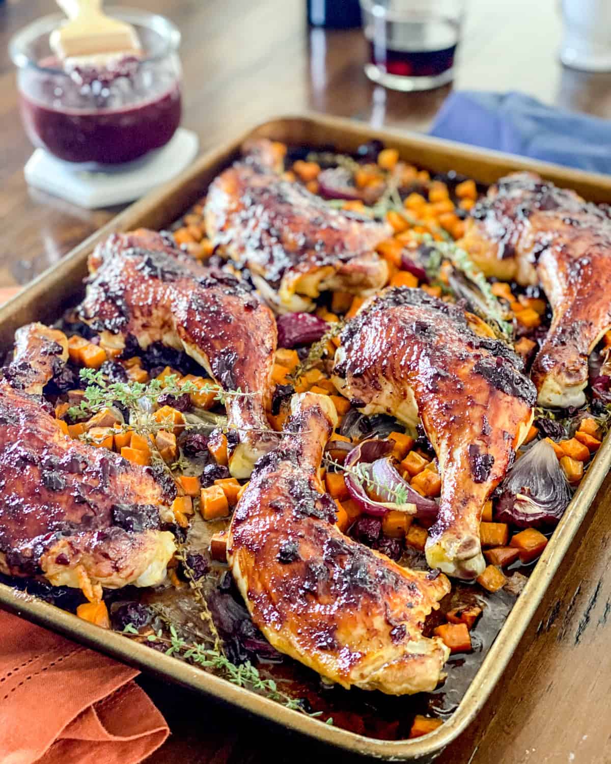 chicken thighs on a sheet pan
