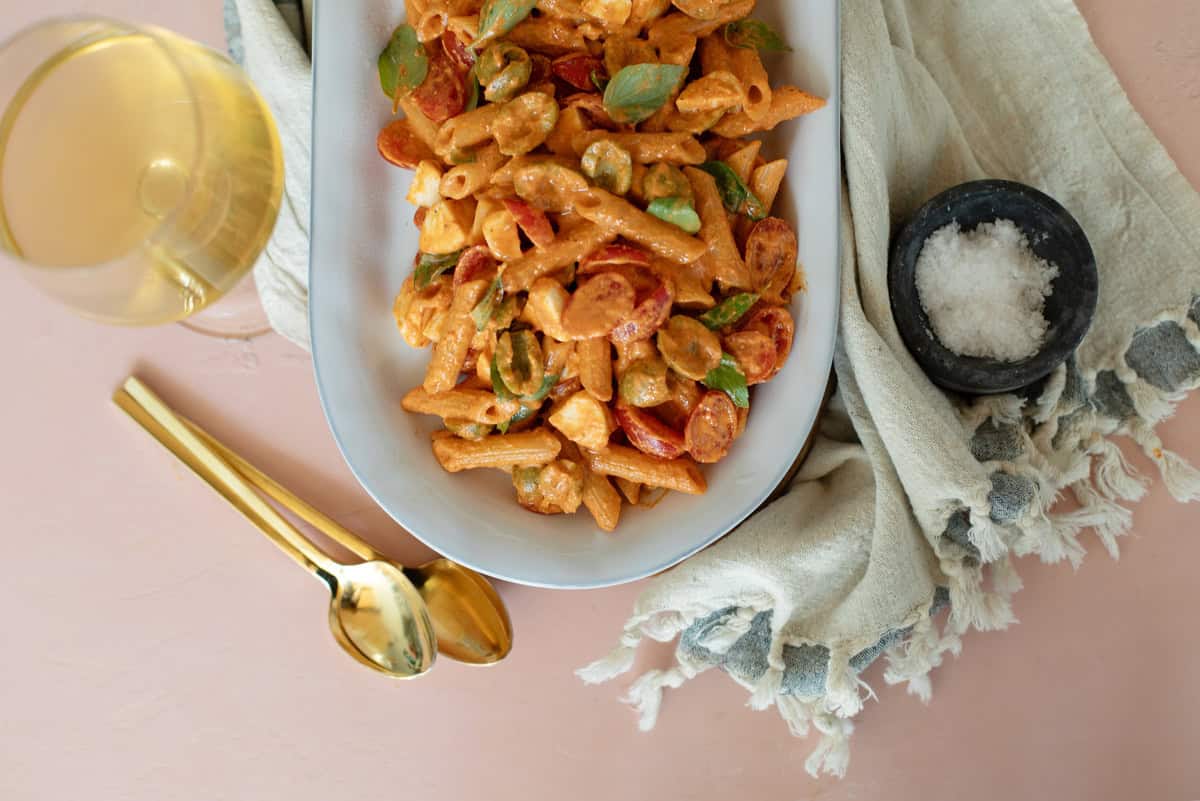 Spicy Red Pepper Caprese Pasta Salad Recipe