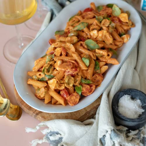 Spicy Red Pepper Caprese Pasta Salad Recipe