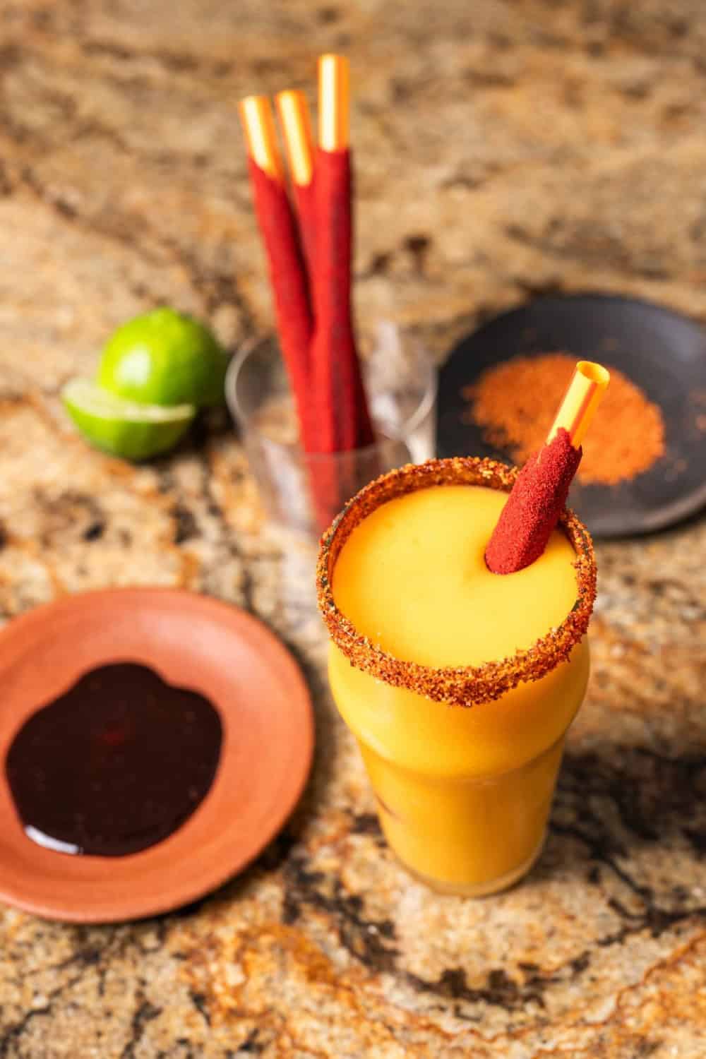 a glass of California-style Cantaloupe Mangonada
