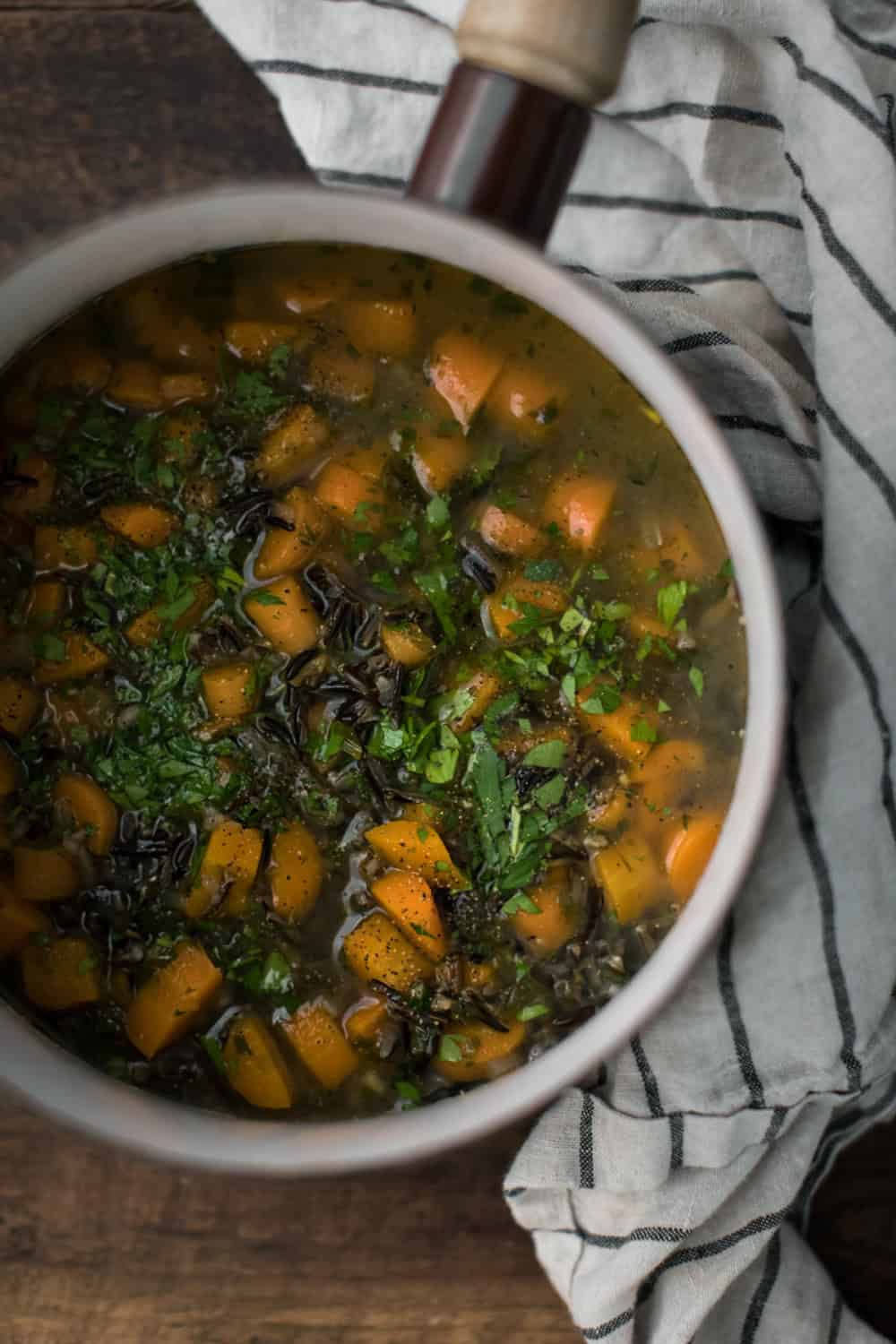 Wild Rice Soup with Carrots and parsley from Naturally Ella