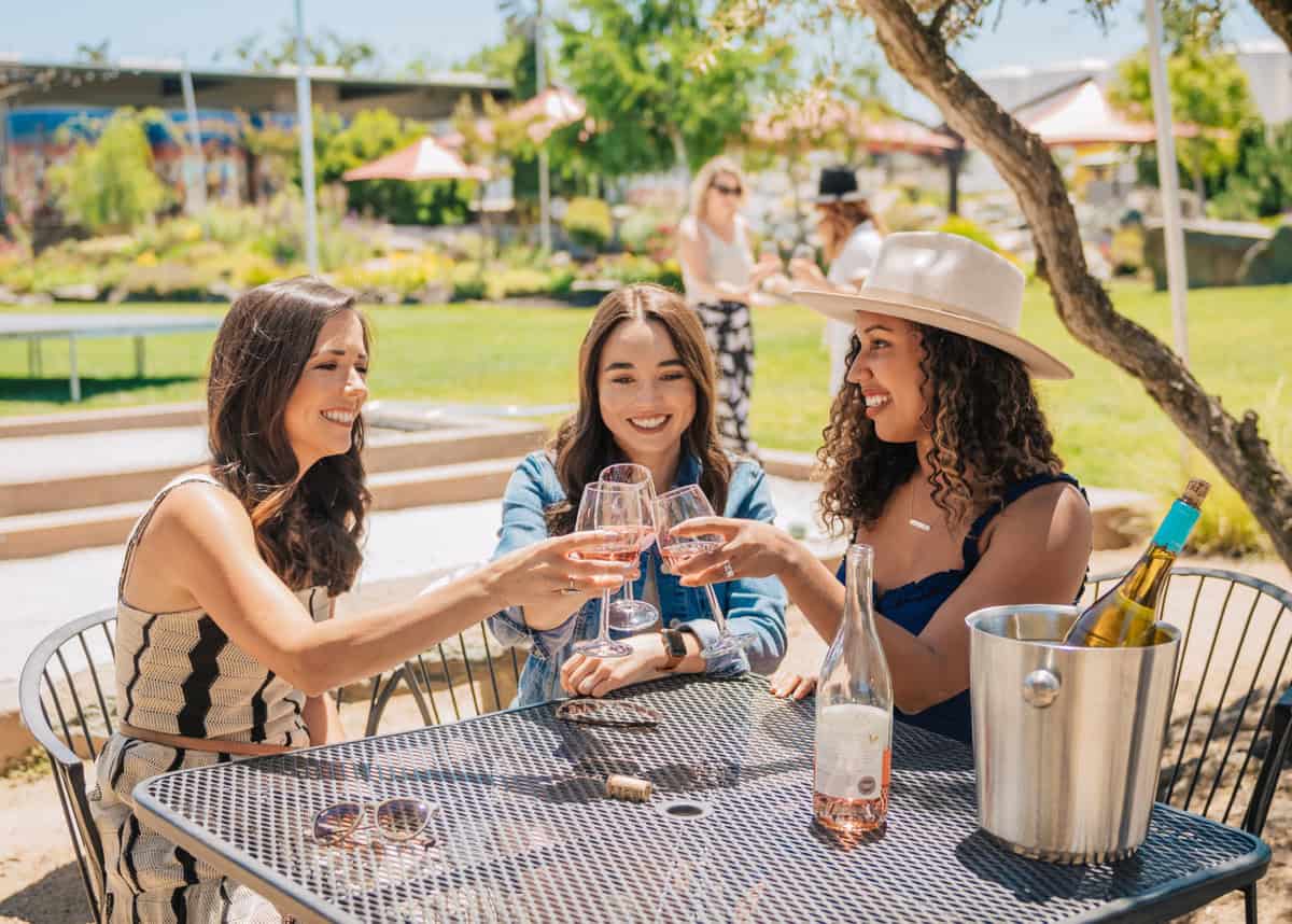 women wine tasting at Michael David Winery in Lodi