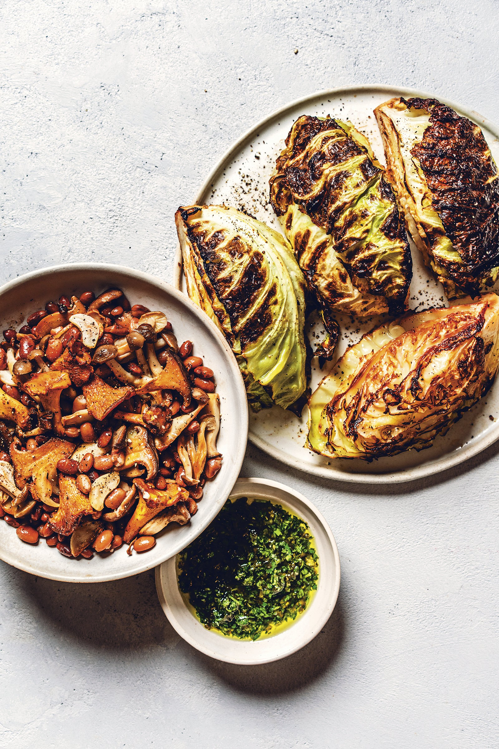 roasted cabbage with wild mushrooms and beans from The Bean Book