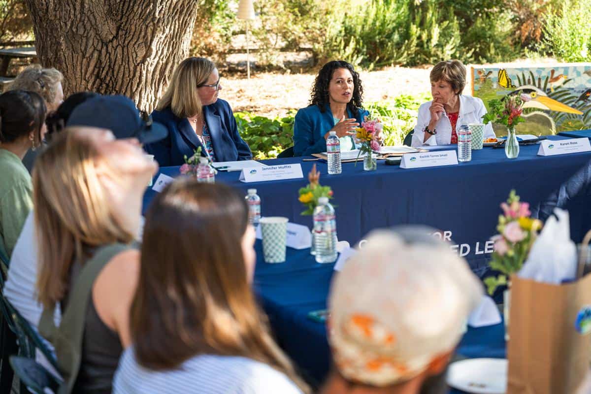 round table discussions at the Center for Land Based Learning with CDFA Sect. Karen Ross, USDA Deputy Secretary Xochitl Torres Small, USDA Jennifer Lester Moffitt, Under Secretary for Marketing and Regulatory and Marisa Alcorta, Director of the California Farm Academy Apprenticeship Program
Center for Land Based Learning with CDFA Sect. Karen Ross, USDA Deputy Secretary Xochitl Torres Small, USDA Jennifer Lester Moffitt, Under Secretary for Marketing and Regulatory and Marisa Alcorta, Director of the California Farm Academy Apprenticeship Program