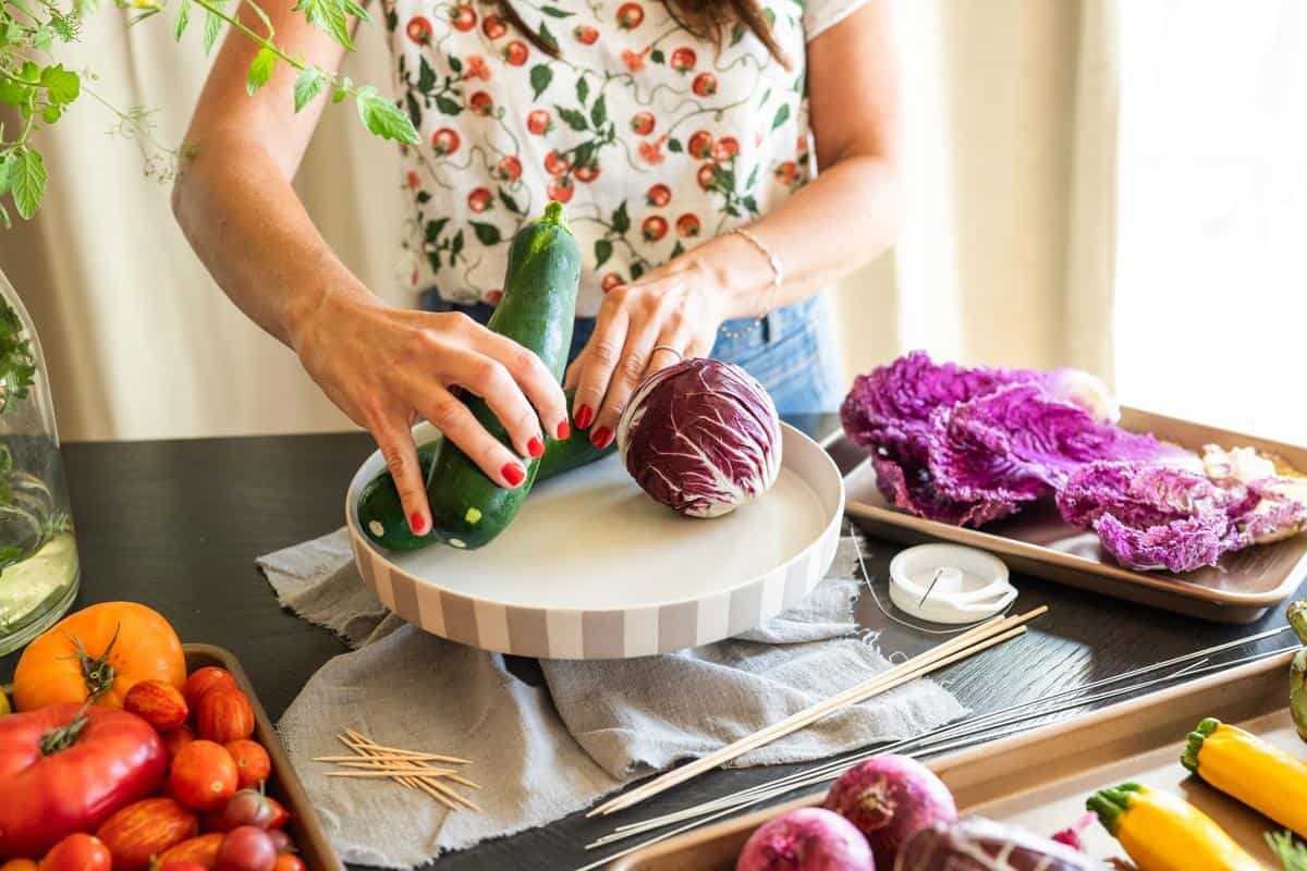 choosing elements to build an edible centerpiece with CA GROWN produce