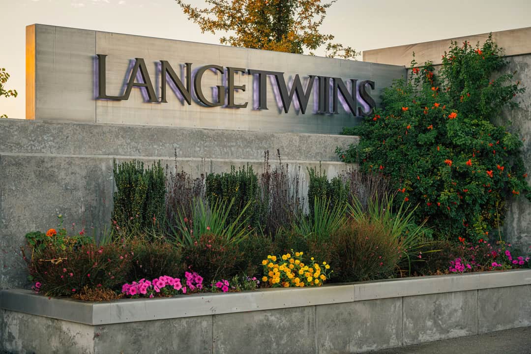 Sign at the entrance of Lange Twins Winery in Lodi, CA