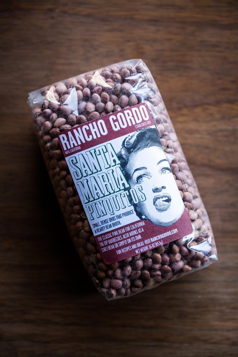 package of Rancho Gordo Santa Maria pinquito beans