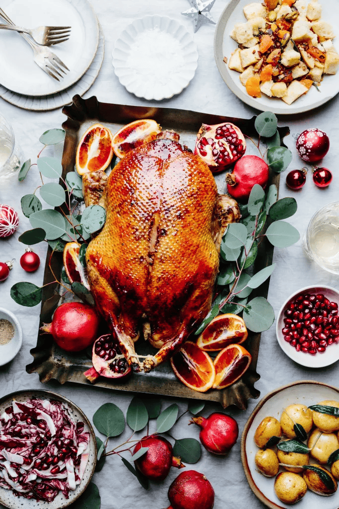 pomegranate molasses roasted turkey on a sheet pan