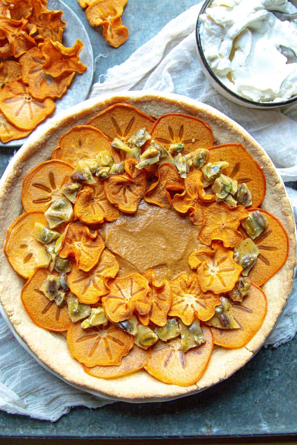 A Persimmon Pie with Almond Crust Recipe for the Holidays