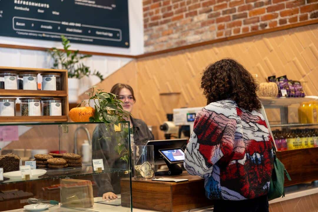 ordering food at one of the restaurants in downtown Chico 