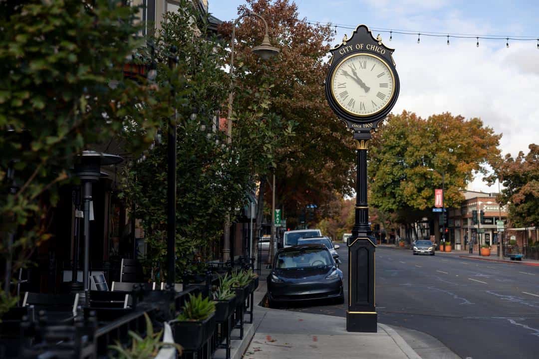 clock in downtown Chico, California