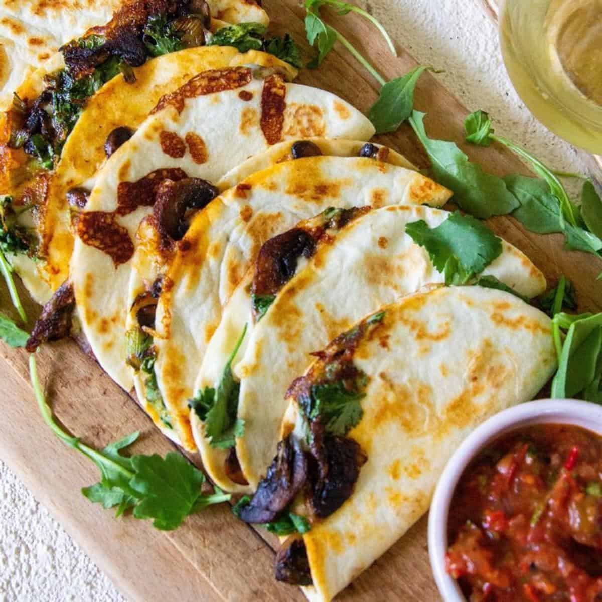 quesadilla with wine