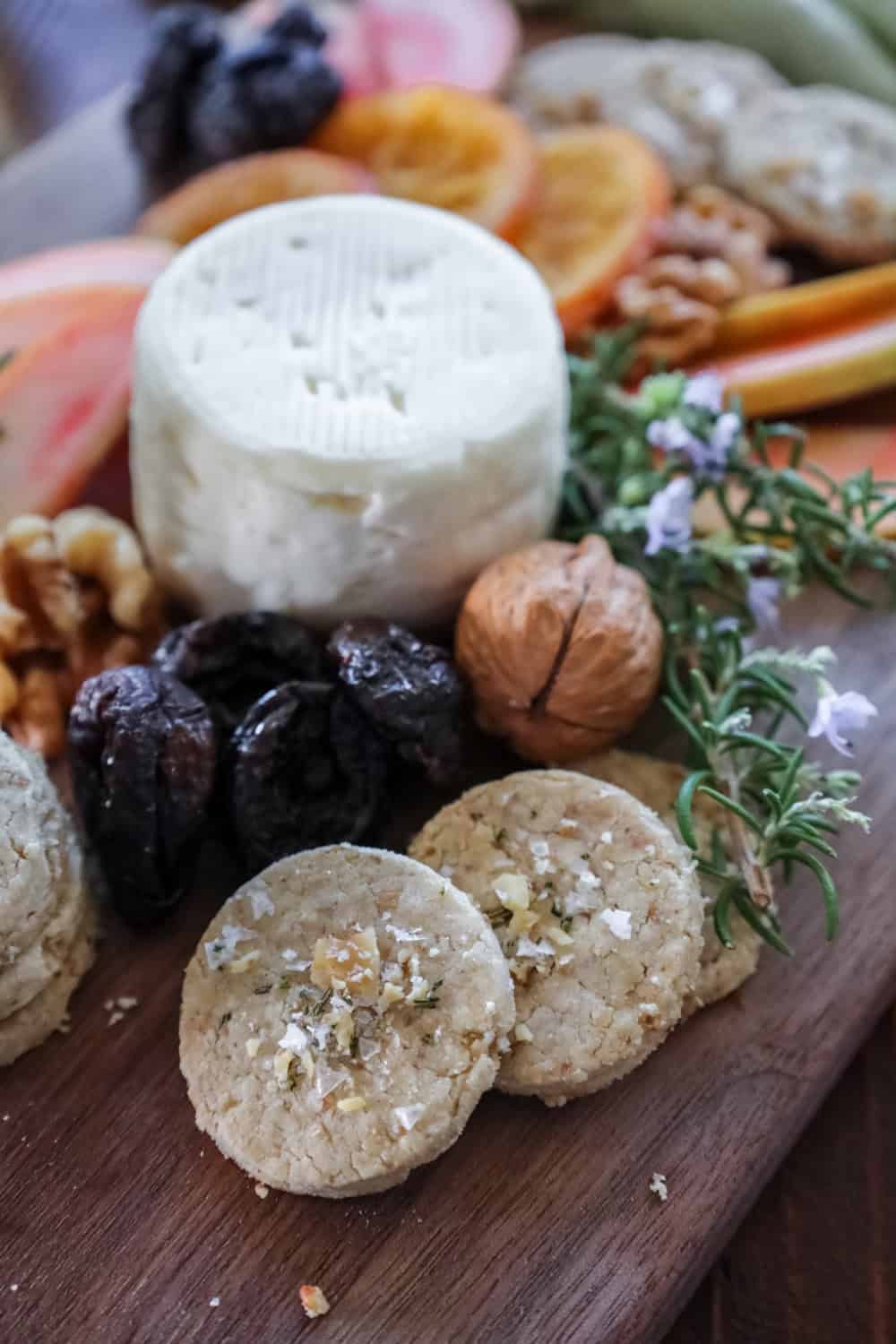 homemade crackers on a cheeseboard