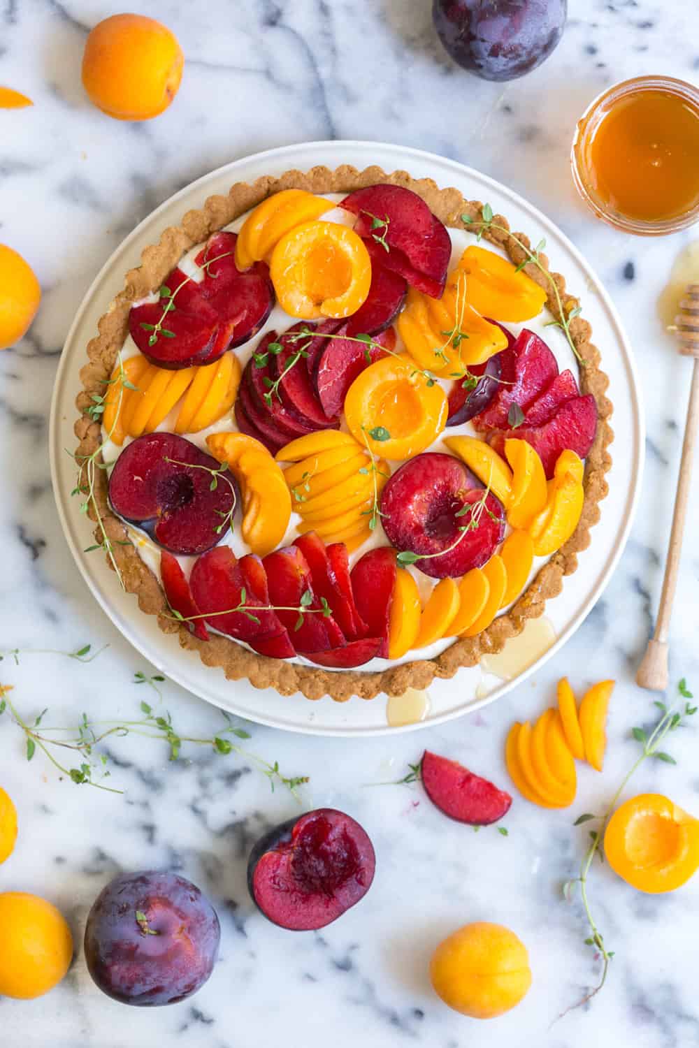 apricot plumcot goat cheese tart