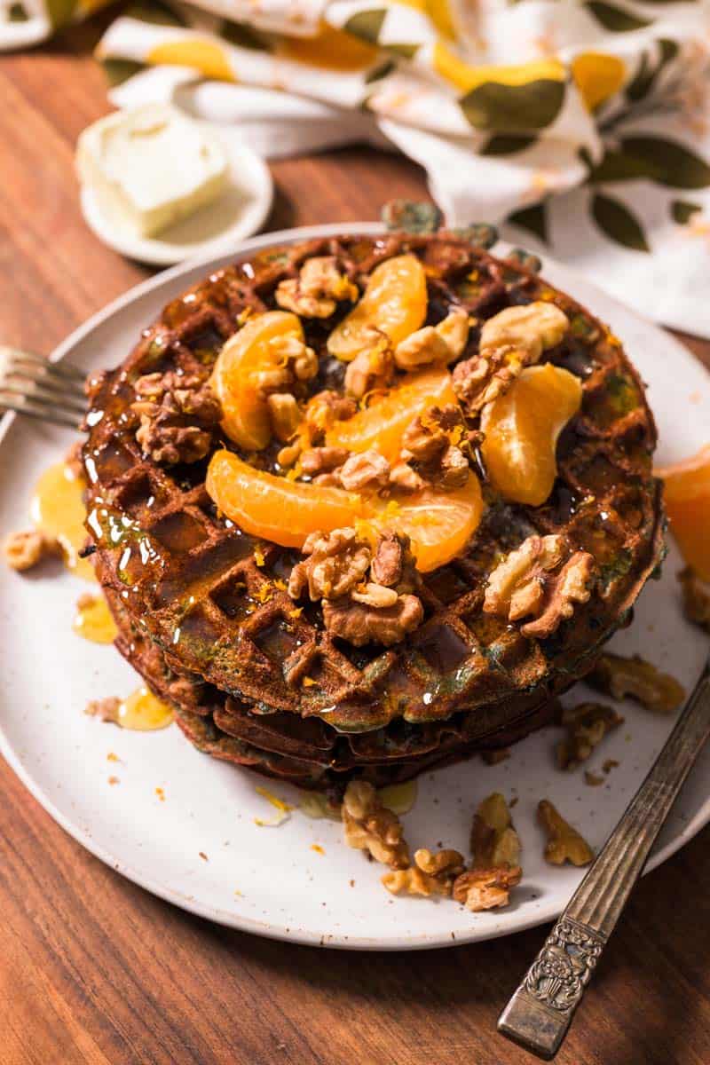 Purple Sweet Potato Waffles with Orange Honey