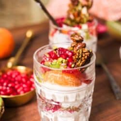 Close up of a Winter Fruit Parfait.