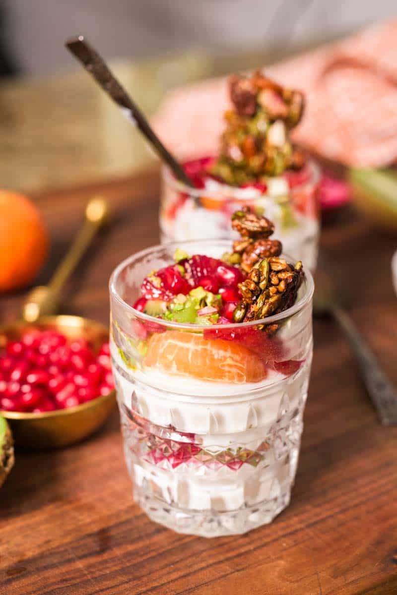 Close up of a Winter Fruit Parfait.