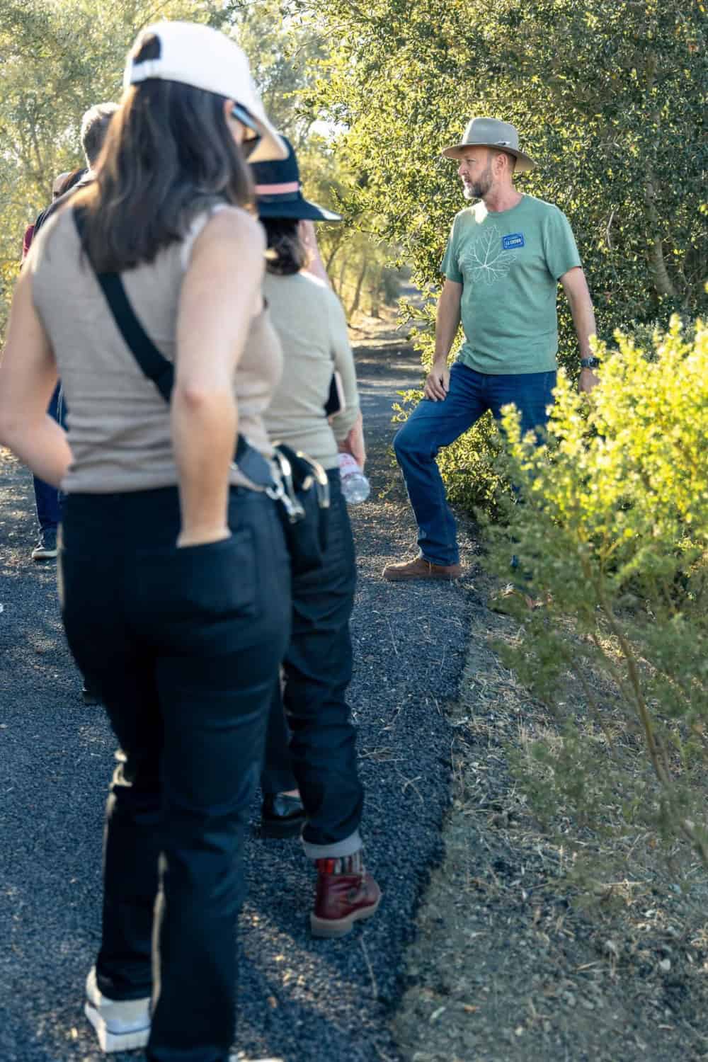 Steve Matthiason sharing information about native hedgerows with guests at his Napa winery