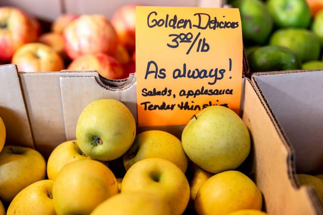 Some of different varieties of apples grown at Noble Orchards