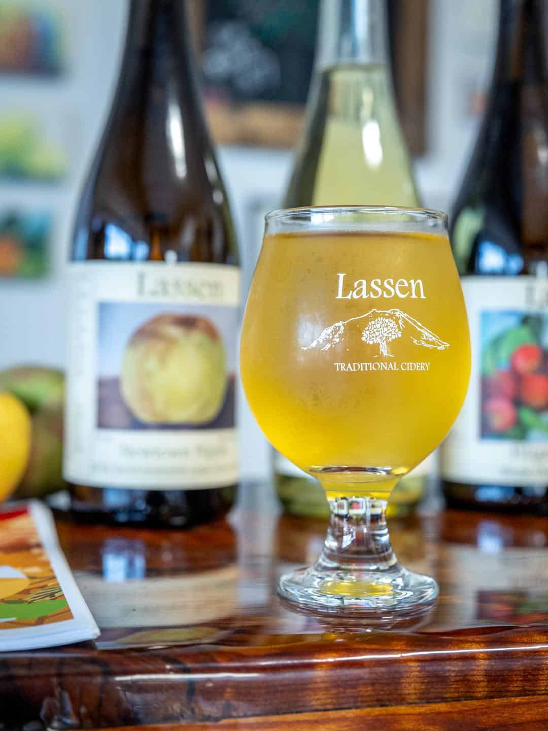 a glass of cider at Lassen Traditional Cidery in Chico, CA 