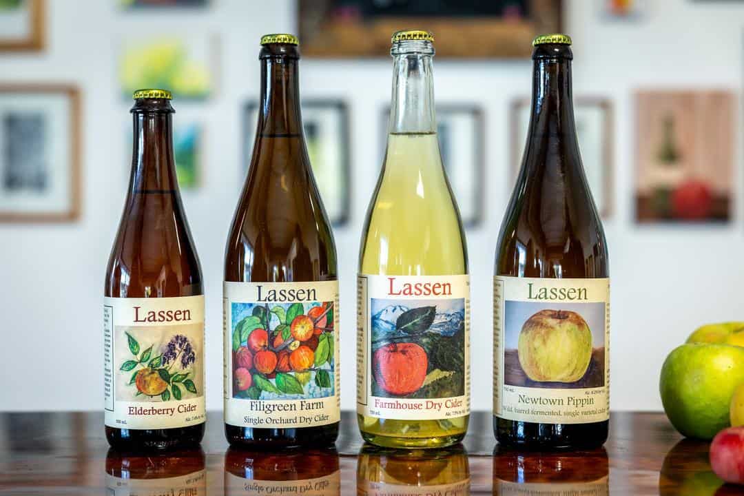 some of the ciders made at Lassen Traditional Cidery