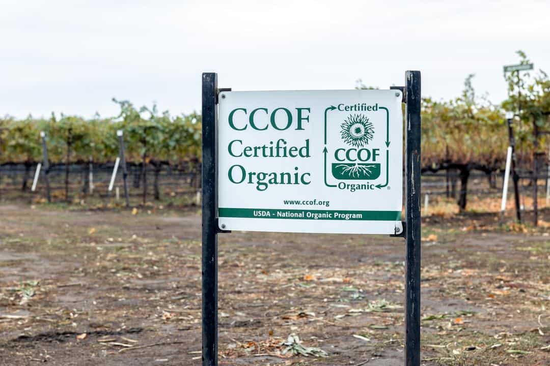 sign showing CCOF certification at New Clairvaux