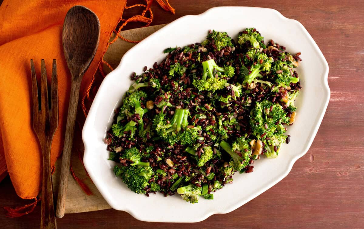 Skillet broccoli wild rice salad from the NY Times