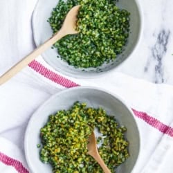 Two bowls of gremolata ready to serve.