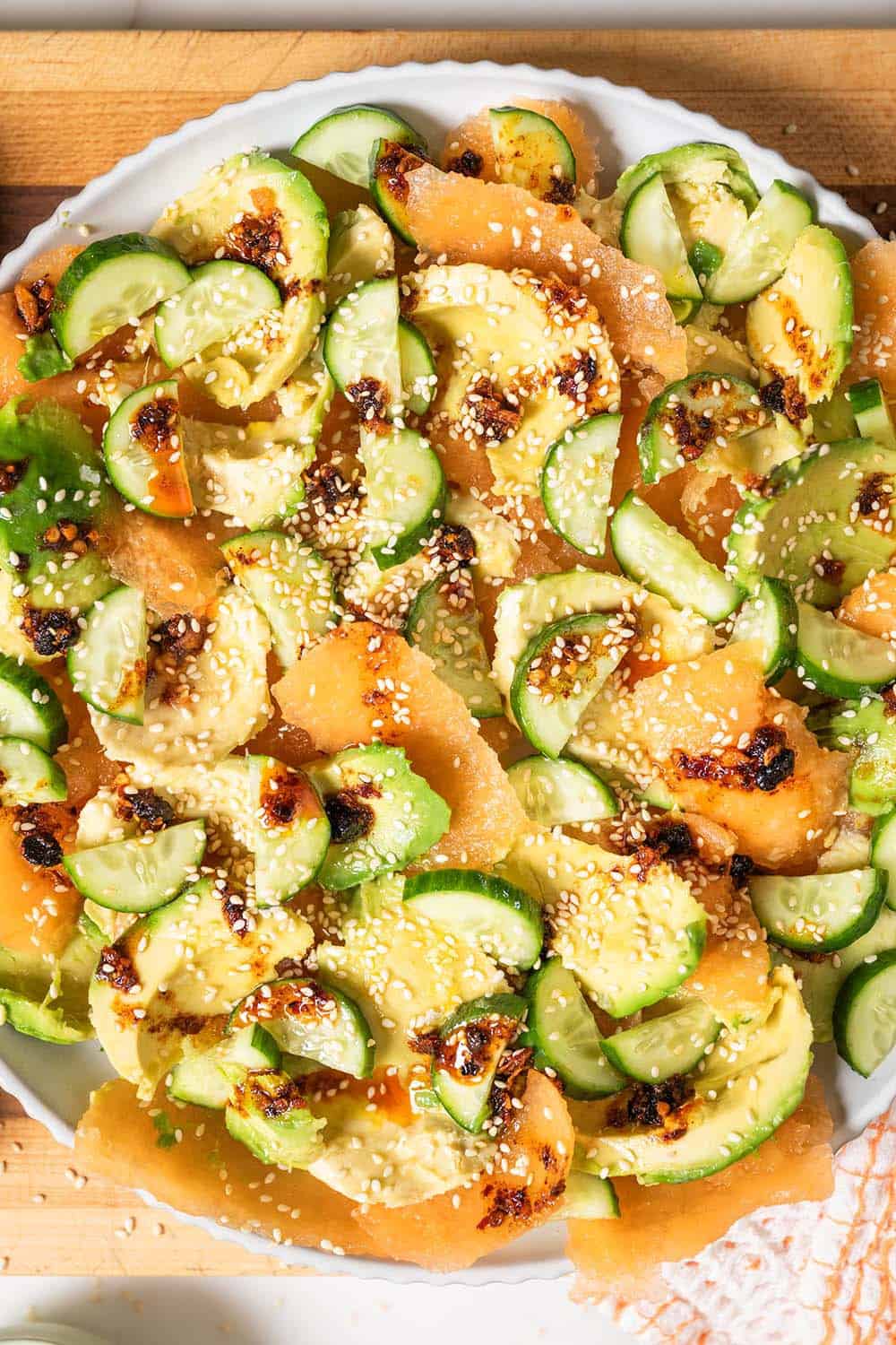 A Stunning Avocado Cucumber Melon Salad 