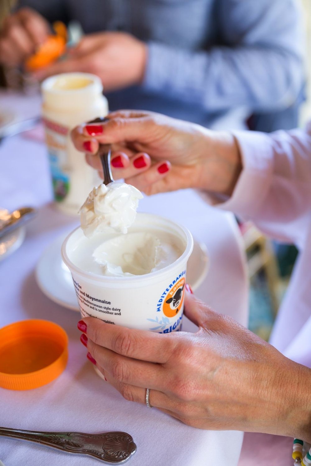 spoon with a dollop of labneh