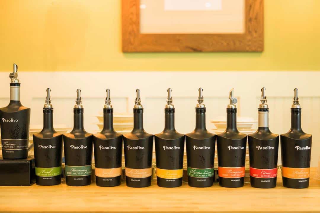 Bottles of Pasolivo Olive Oil 