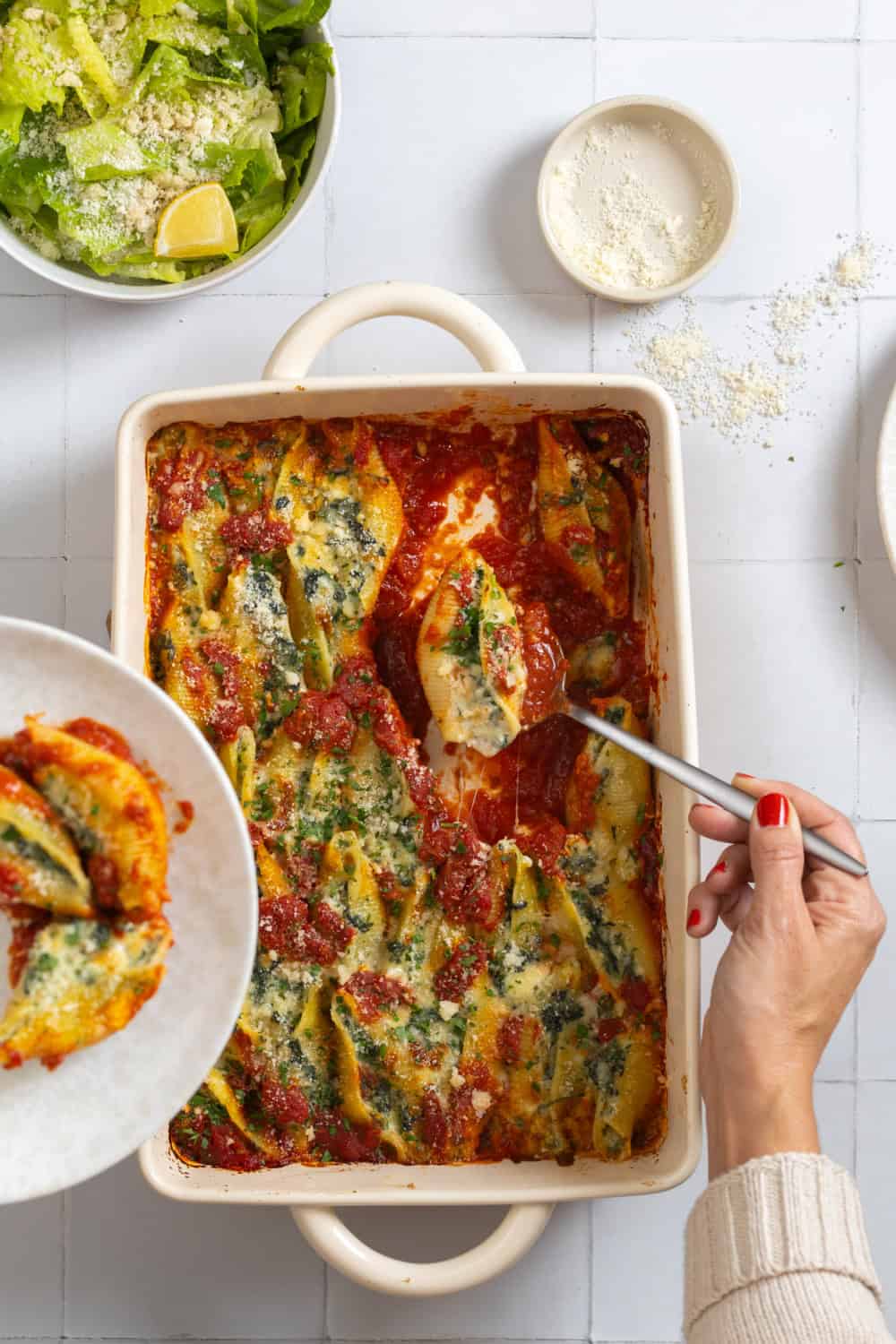 Spinach and Cottage Cheese Stuffed Shells from Baking the Goods