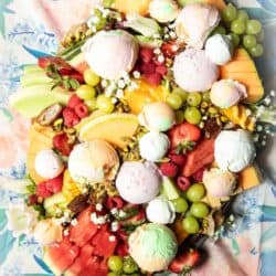 A mixed Melon and Ice Cream Dessert Platter.