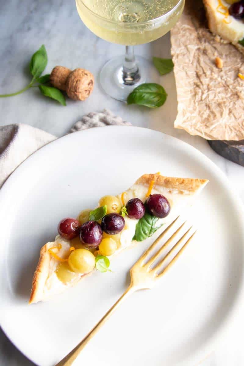 A slice of grape tart.