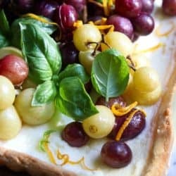 Roasted grape and basil tart