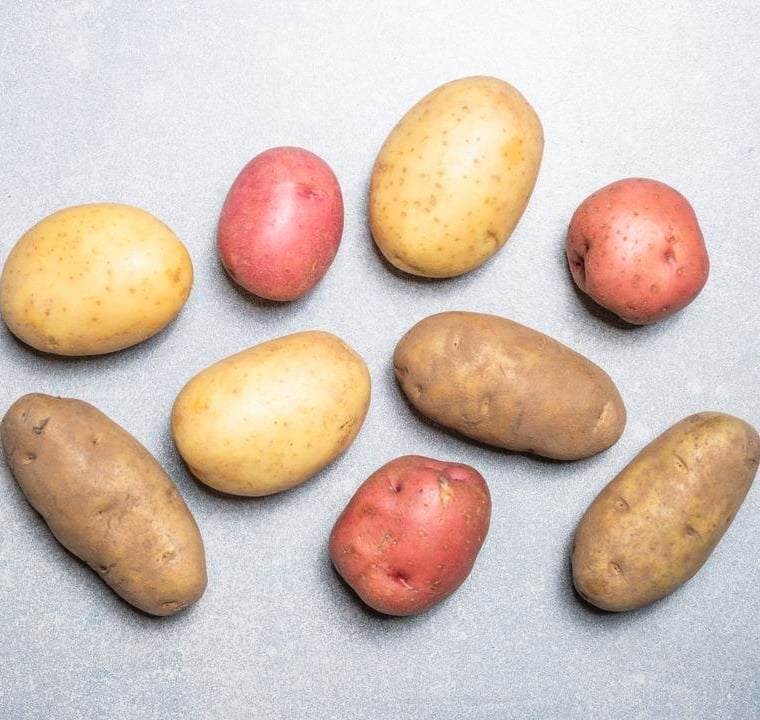 russet, red and yellow potatoes