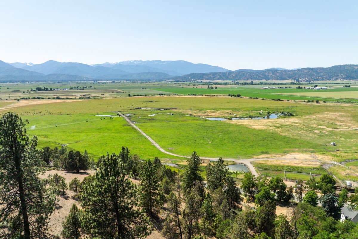 Aerial view of Five Marys Ranch in Fort Jones, California