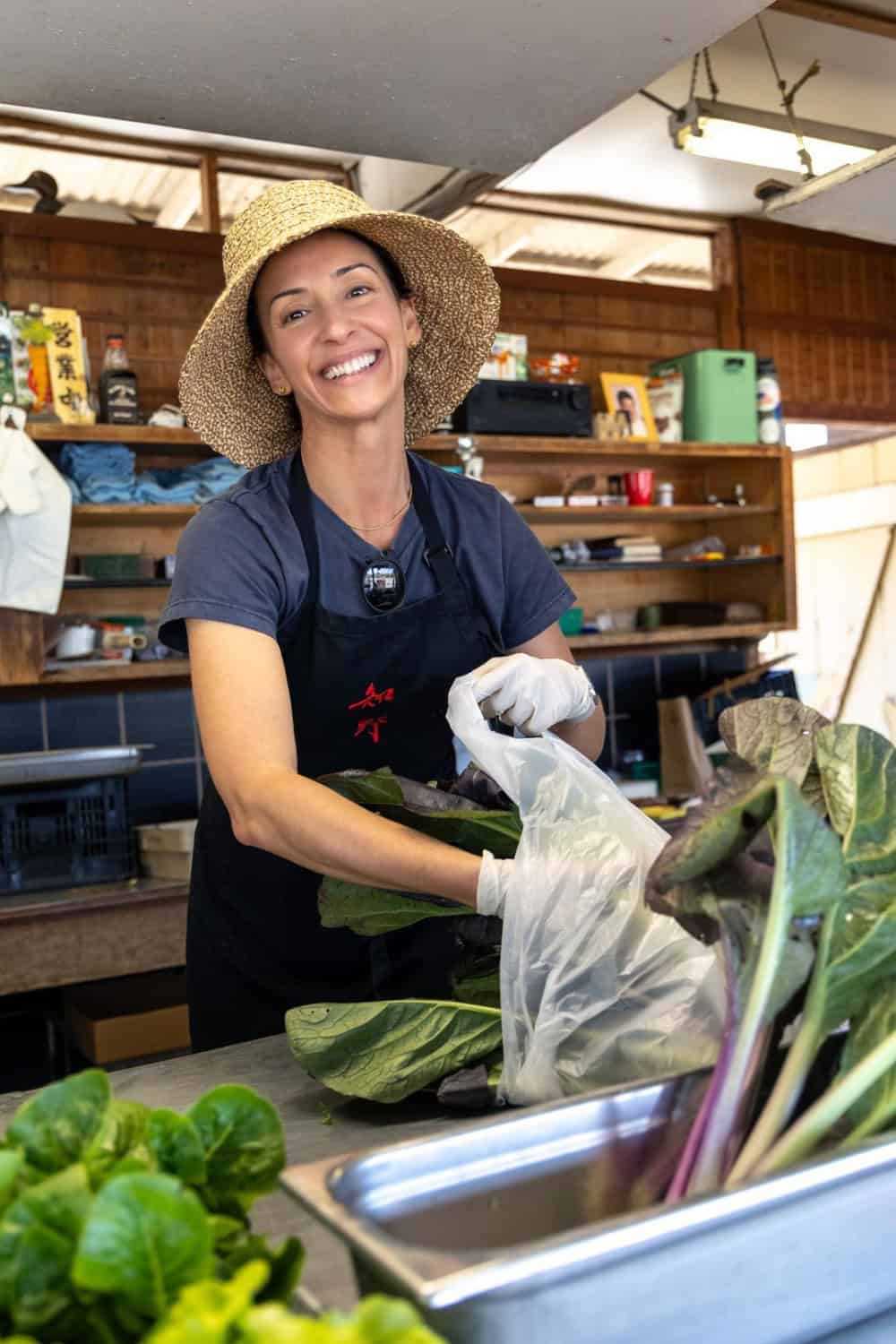 One of the staff members at Chino Family Farms