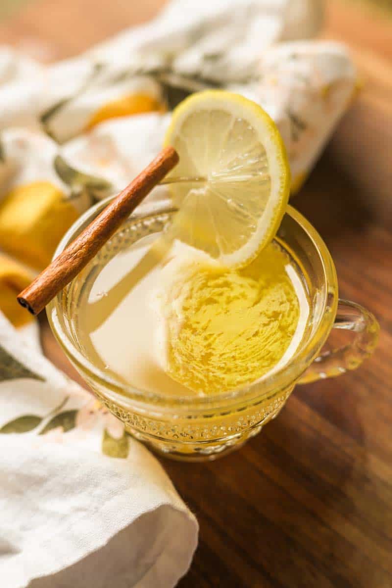 A mug of Hot Buttered Lemonade.