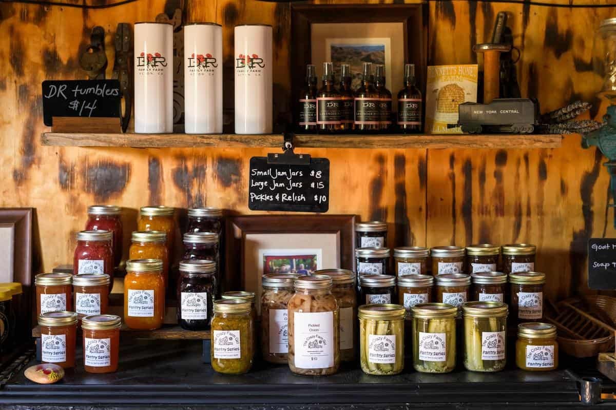 inside the small farm store at DeBellis ranch