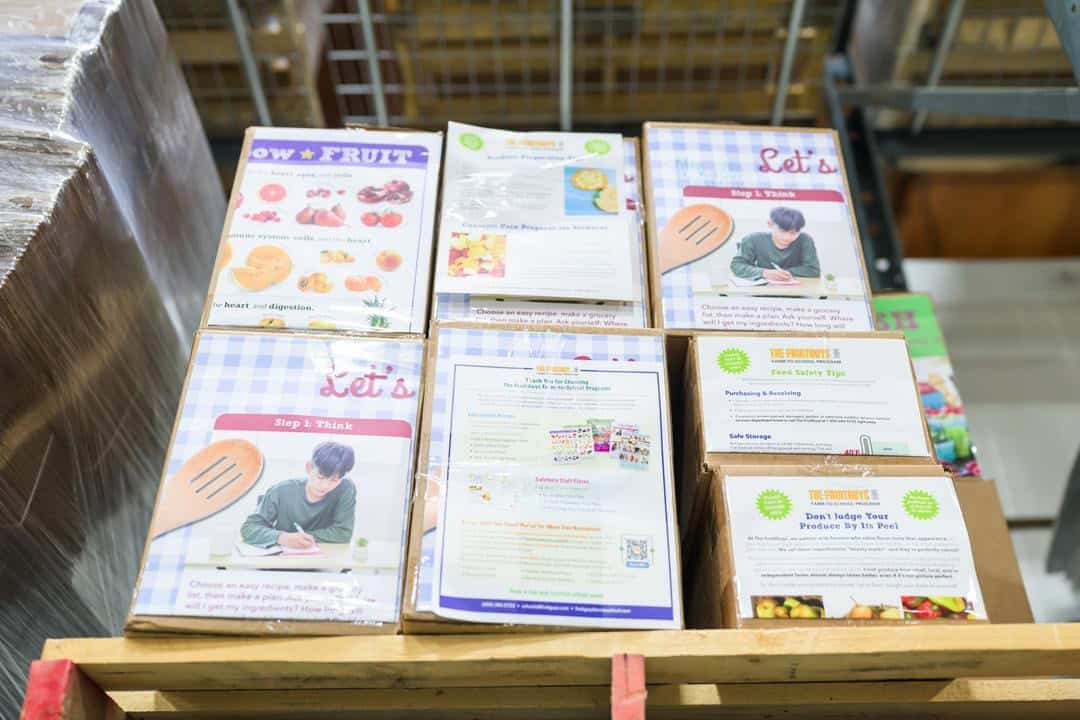 Educational materials that are sent to schools from The FruitGuys to help teach students about healthy eating