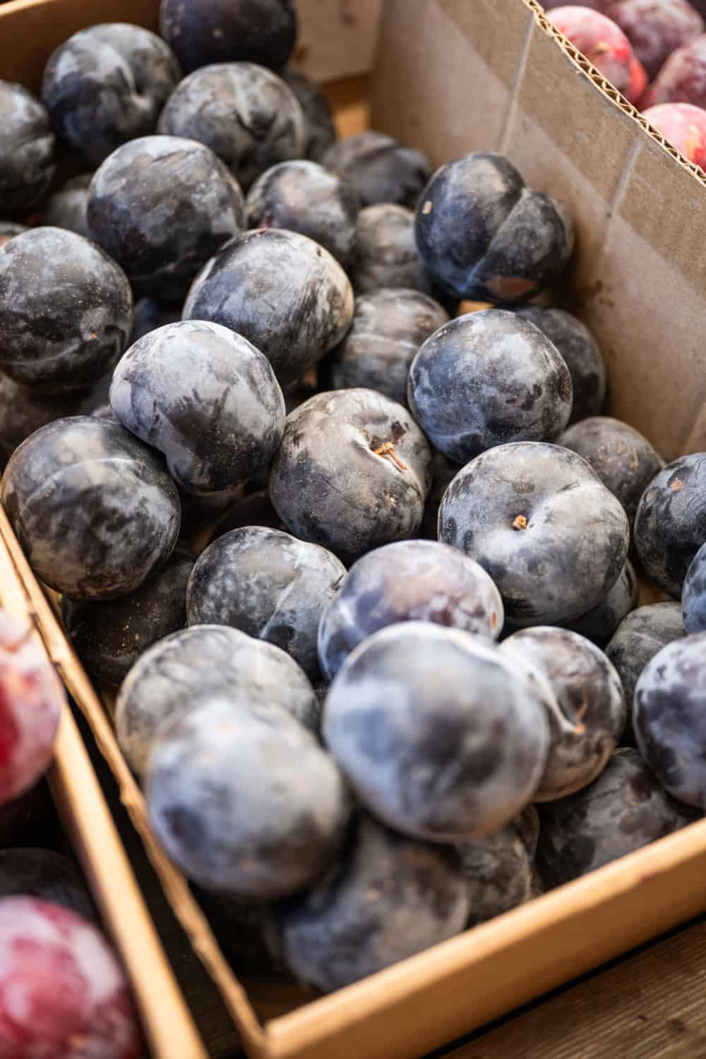 plums in a box