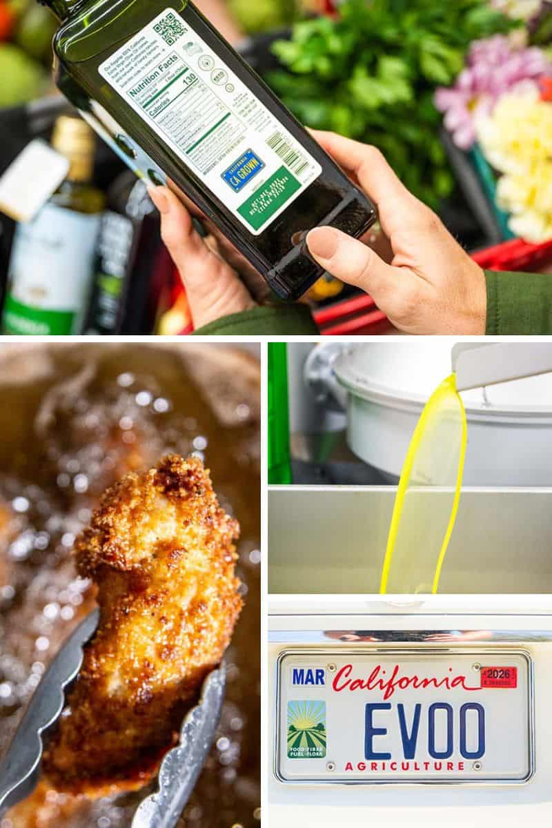 A collage of images of olive oil.