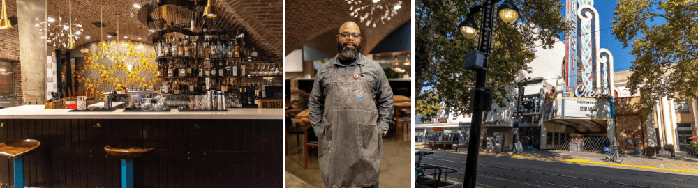 Collage of pictures of interior of Empress Tavern 