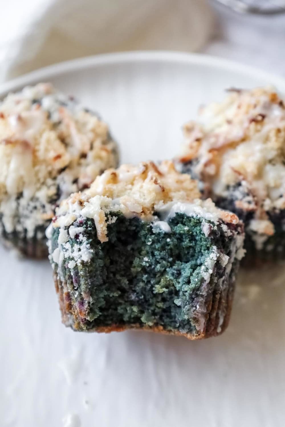 Purple sweetpotato muffins with a bite taken out