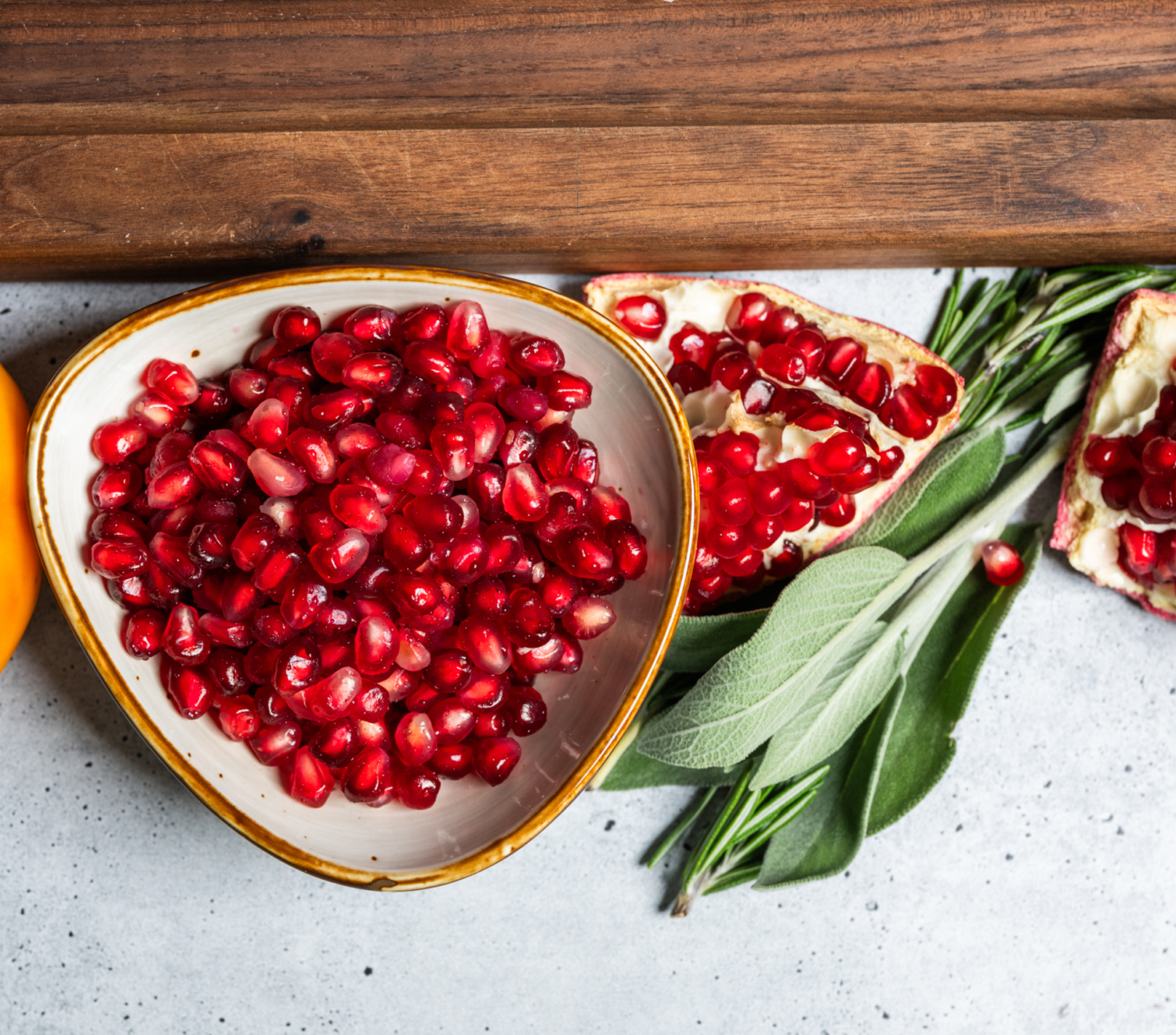 pomegranate arils in a bowl