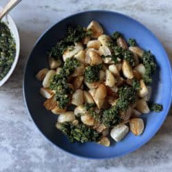 Roasted Hakurei Turnips & Turnip Green Sauce ready to serve.